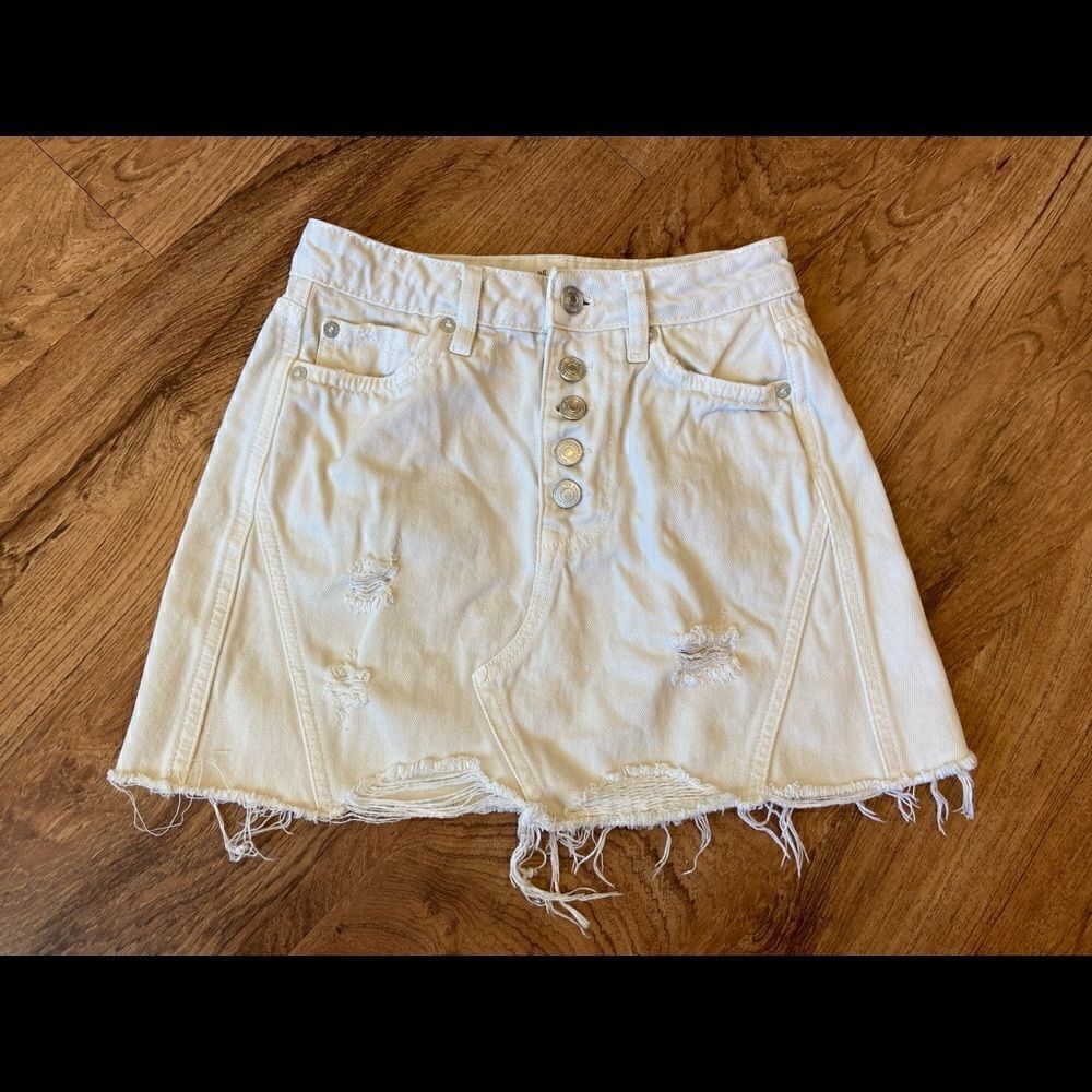 We the Free white denim skirt